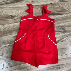 Red Kids Romper with Bow Straps
